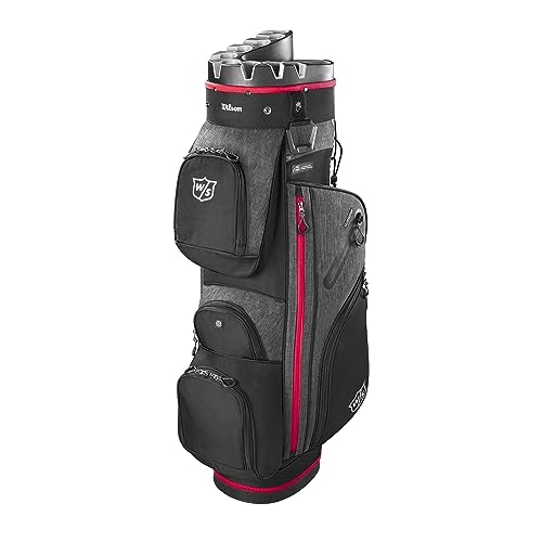 Wilson Staff Golftasche, i Lock 3 Cart Bag, Trolleytasche, 14 Fächer für diverse Golfschläger, Schwarz/Rot