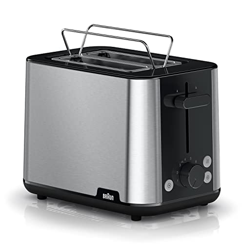 Braun PurShine Toaster HT1510 BK – Doppelschlitz-Toaster, 8 Röstgrade, Aufwärm- & Auftaufunktion, Ausziehbare Krümelschale, 900 Watt, Schwarz