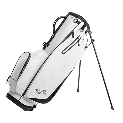 Izzo Golf Ultra-Lite Golftasche mit Zwei Riemen und exklusiven Funktionen, Ultra Lite Golftasche mit Standfunktion, Weiß/Schwarz