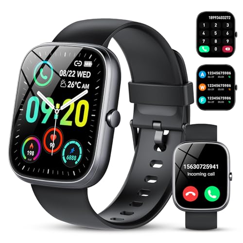 Smartwatch für Herren Damen,1,91' Voll Touch Smart watch mit Bluetooth Anrufe,100+Sportmodi IP68 Wasserdicht Sportuhr,Fitnessuhr mit Puls-Schlaf-Monitor Schrittzähler, Uhr für Android iOS(Schwarz)