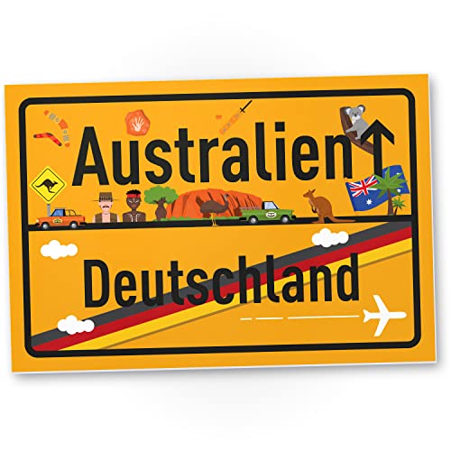 DankeDir! Australien Ortsschild - Schild 30 x 20 cm - Geschenk Idee Gutschein Reise Urlaub Reisegutschein Männer & Frauen Geldgeschenk Abschiedskarte Geschenkidee Deko Karte